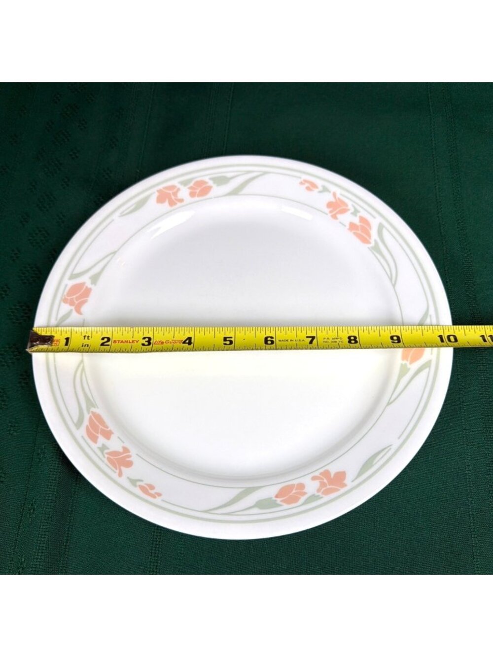 Vintage Lot of 4 Retired 1980s Corelle Corning 10.25" Dinner Plate Peach Garland - Picture 5 of 10
